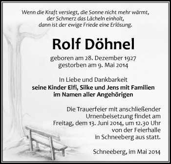 Todesanzeige von Rolf Döhnel von Aue